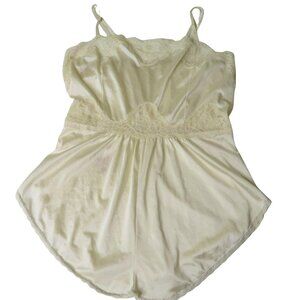 Vintage Nude Nylon Lace Camisole Tank Top XS Pin Up Rockabilly Grunge Y2K USA